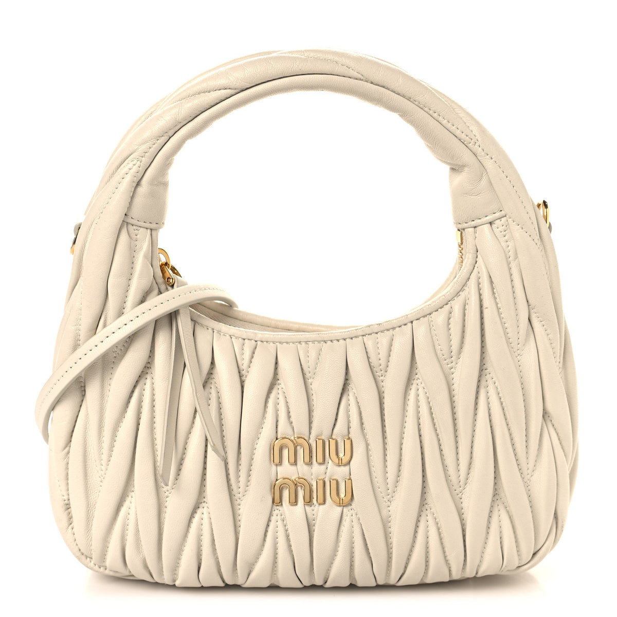Miu Miu Nappa Matelasse Small Wander Hobo White 1 of 8