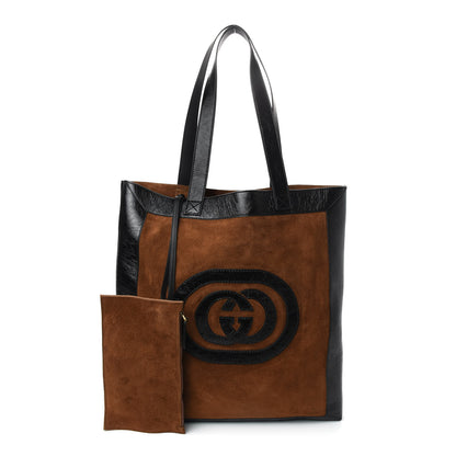 Gucci Suede Large Ophidia Vertical Shopping Tote Chestnut 1 of 10
