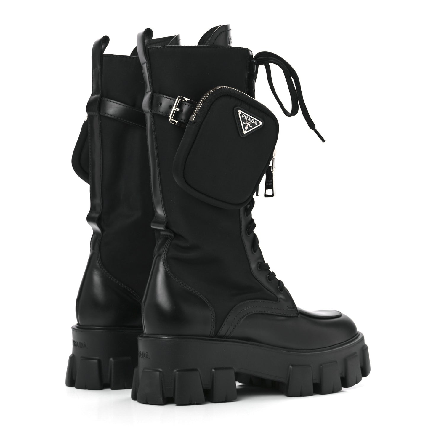 Spazzolato Rois Re-Nylon Metal Triangle Logo Monolith Pouch Pocket 55mm Tall Combat Boots 38 Black