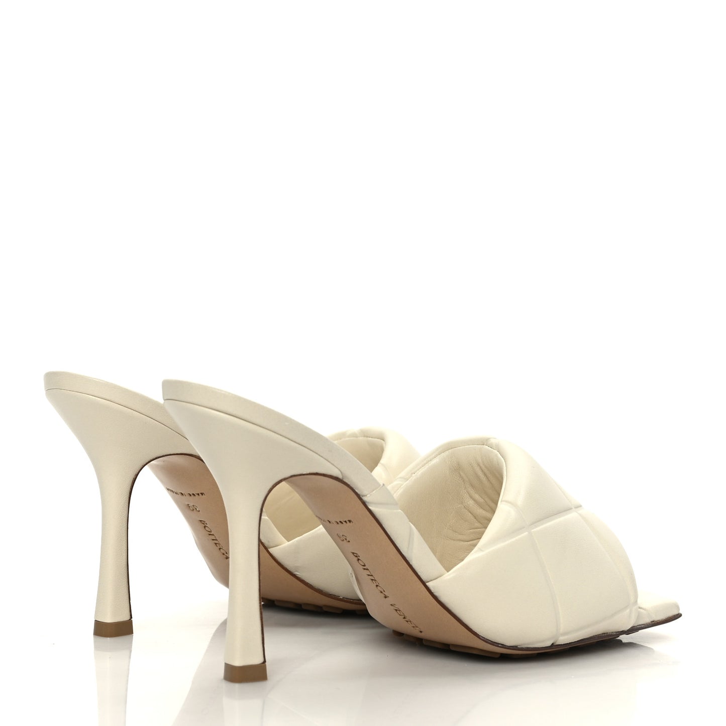 Nappa Quilted Rubber Lido Mule Sandals 39 Sea Salt