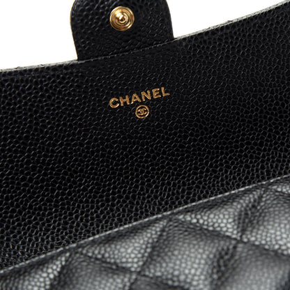 Chanel Caviar Quilted Large Gusset Flap Wallet Black 6 of 9