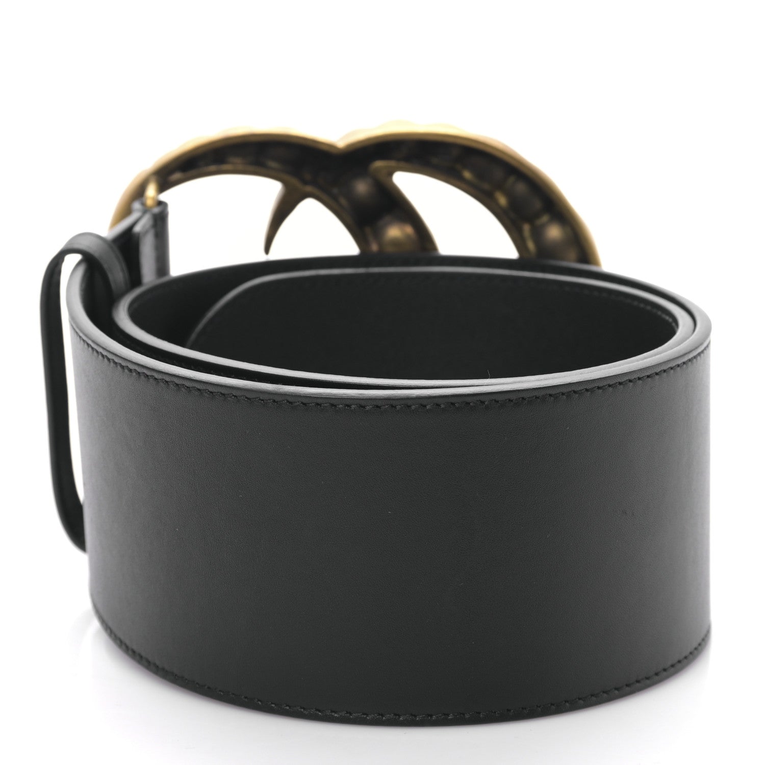 Gucci Moon Calfskin Pearl Double G 70mm Belt 75 30 Black Cream 2 of 4