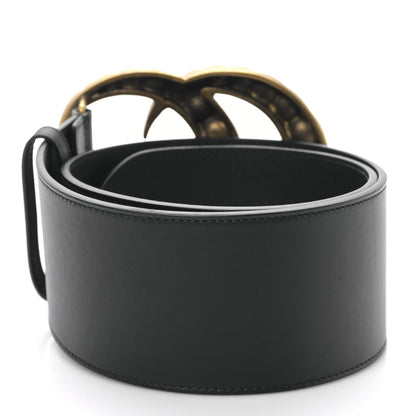Gucci Moon Calfskin Pearl Double G 70mm Belt 75 30 Black Cream 2 of 4
