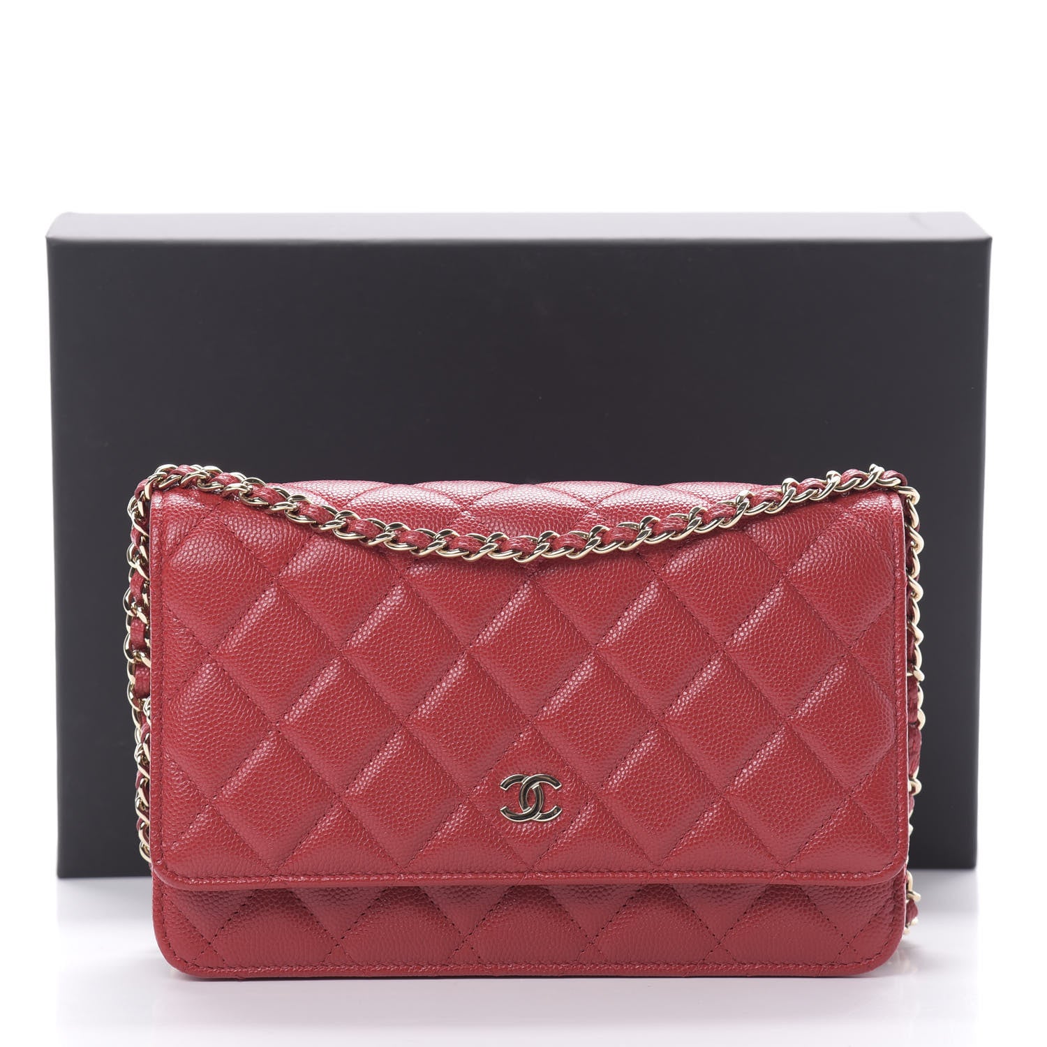 Chanel Caviar Quilted Wallet on Chain WOC Red 12 of 12