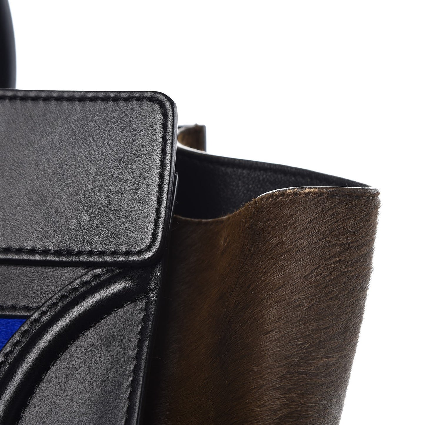 Pony Hair Mini Tri-Color Luggage Royal Blue