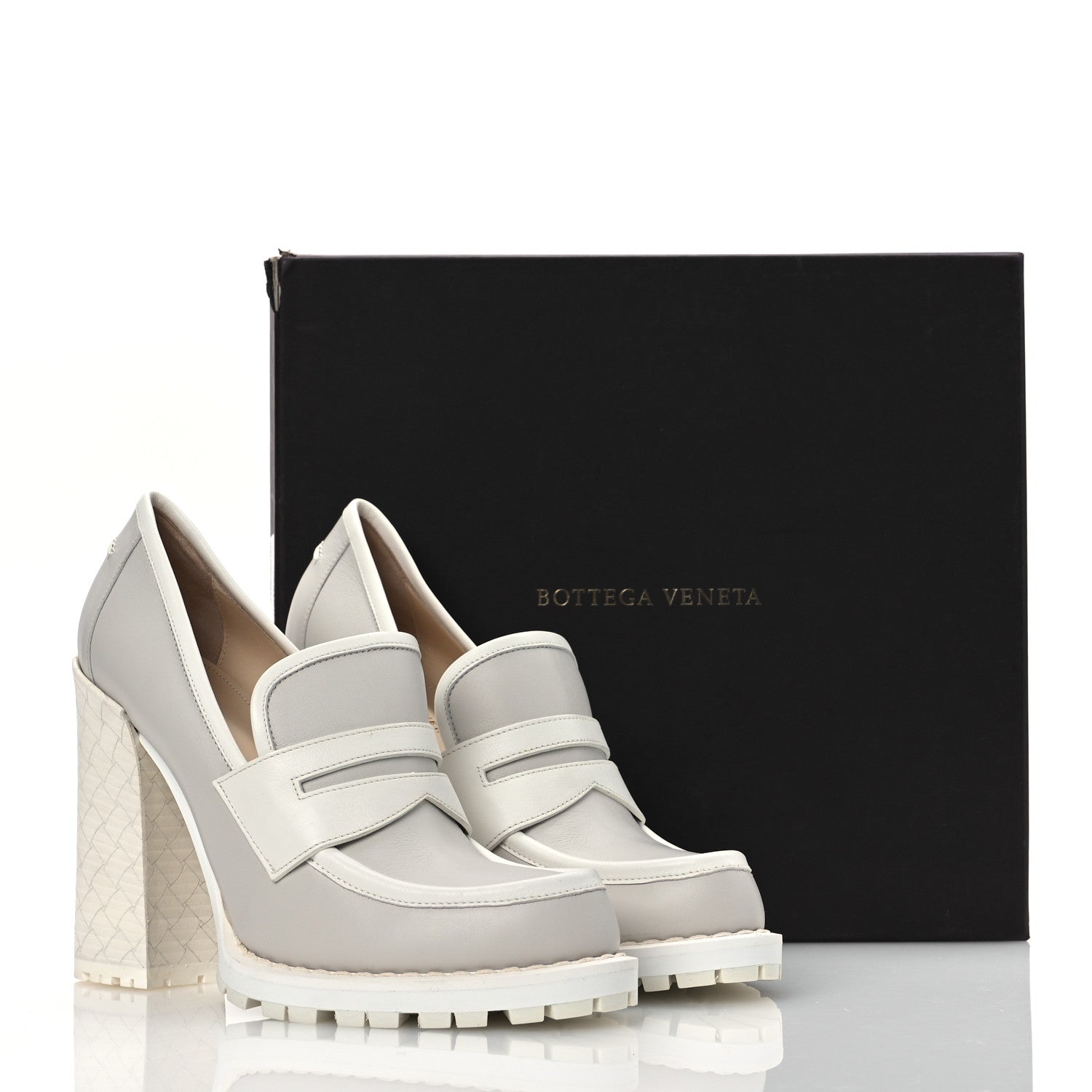 Bottega Veneta Calfskin Loafer Pumps 39.5 Mist Bianco 10 of 10