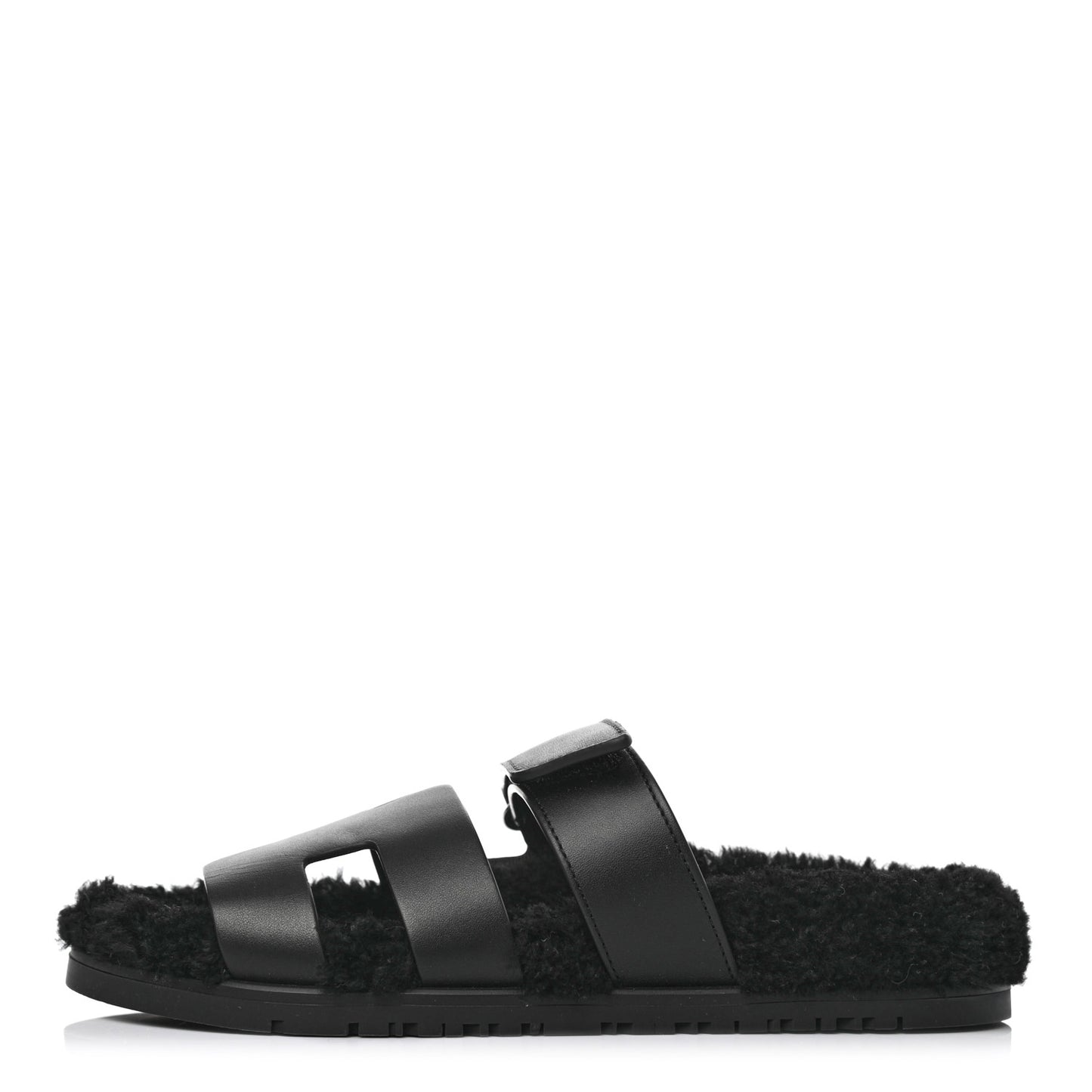 Calfskin Woolskin Womens Chypre Sandals 37 Black