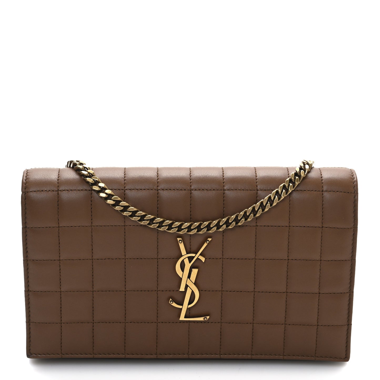 Lambskin Carre Quilted Cassandre Chain Wallet Brown