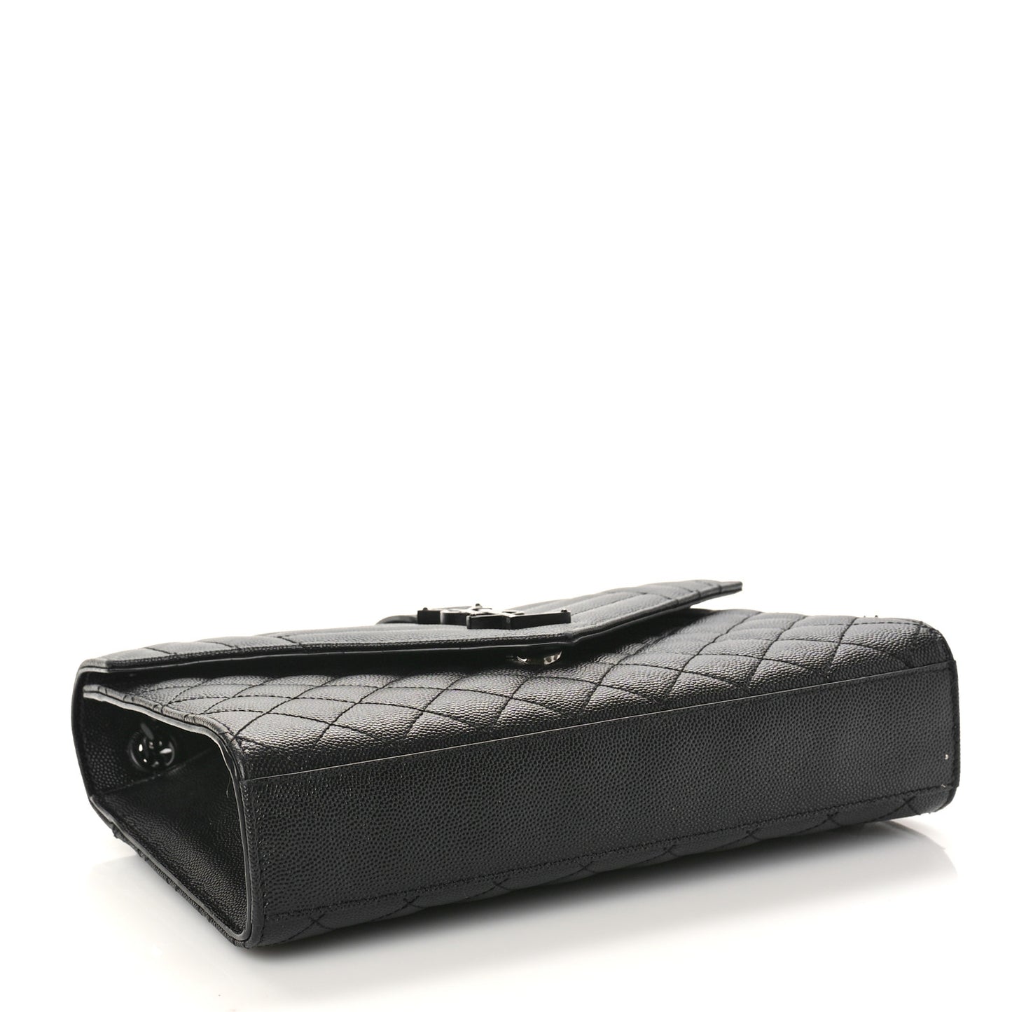Grain De Poudre Textured Mixed Matelasse Triquilt Medium Monogram Monochrome Satchel Black