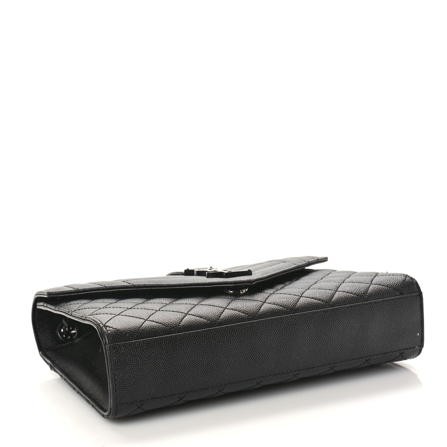 Saint Laurent Grain De Poudre Textured Mixed Matelasse Triquilt Medium Monogram Monochrome Satchel Black 4 of 8
