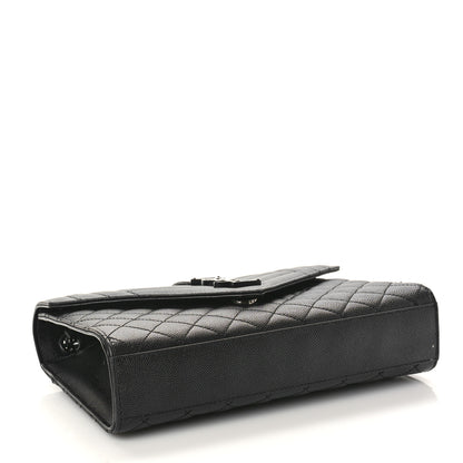 Saint Laurent Grain De Poudre Textured Mixed Matelasse Triquilt Medium Monogram Monochrome Satchel Black 4 of 8