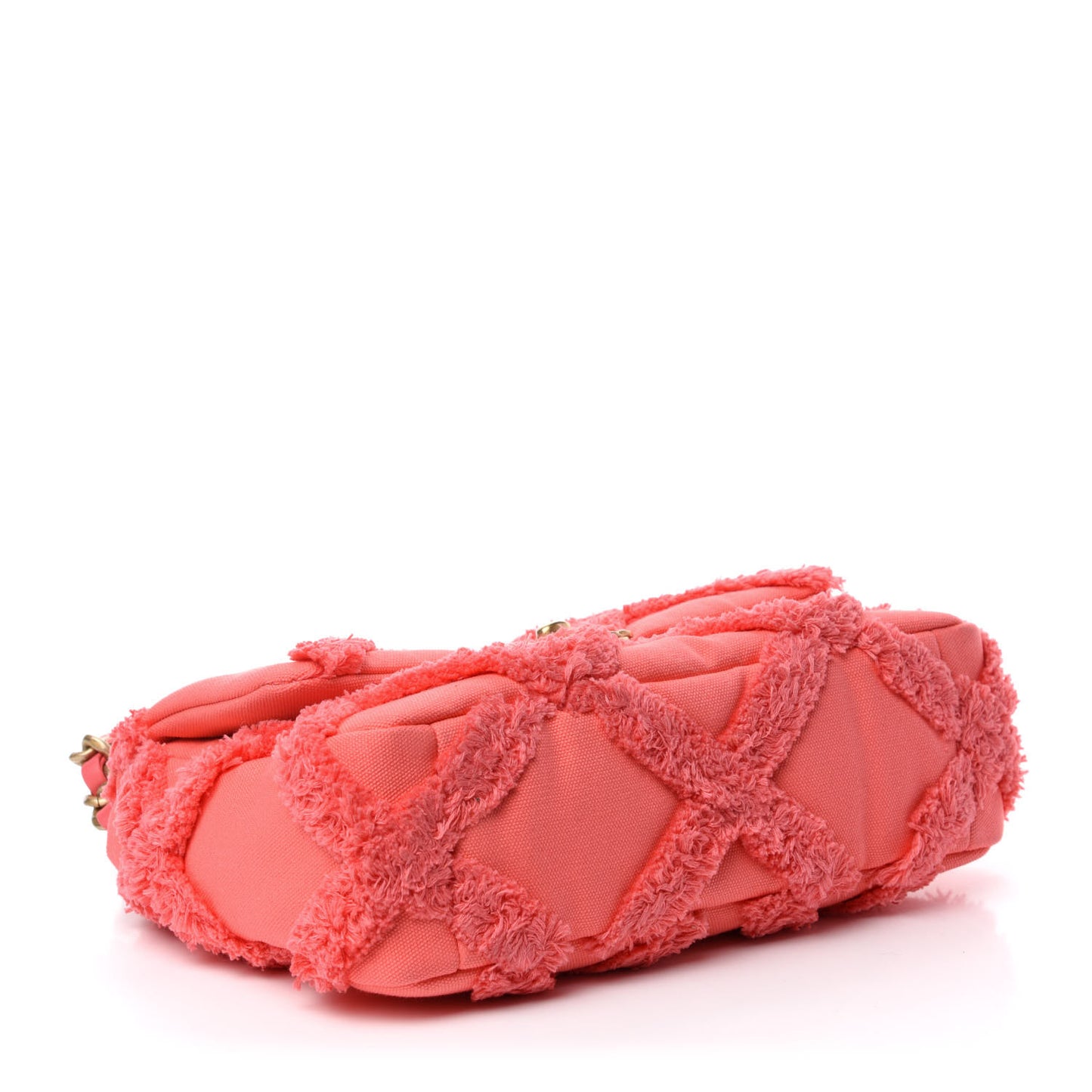 Cotton Canvas Quilted Medium Chanel 19 Flap Coral