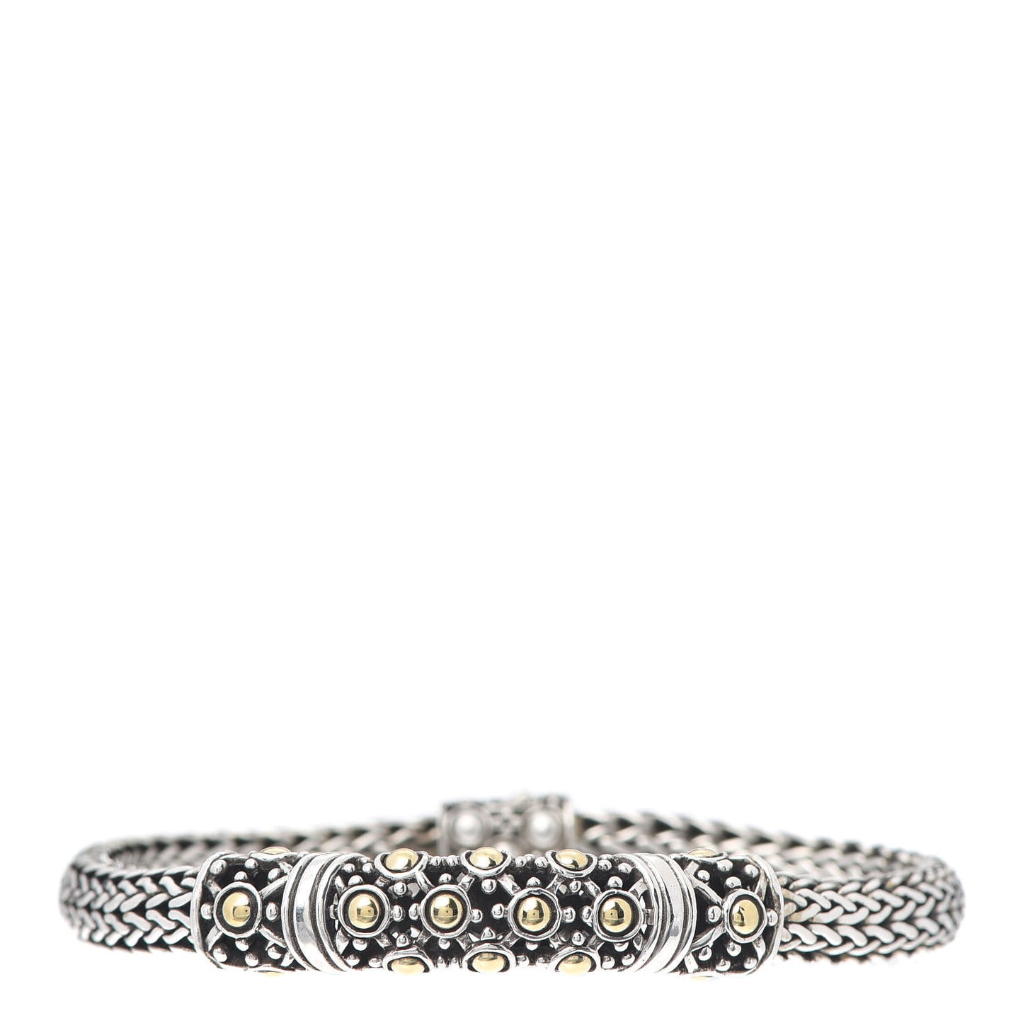 Sterling Silver 18K Yellow Gold Jaisalmer Wheat Chain Dot Bracelet