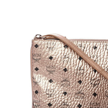MCM Metallic Visetos Medium Crossbody Pouch Champagne 10 of 10