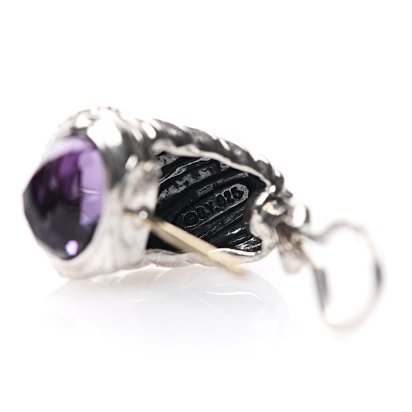 Sterling Silver Diamond Amethyst Shrimp Earrings