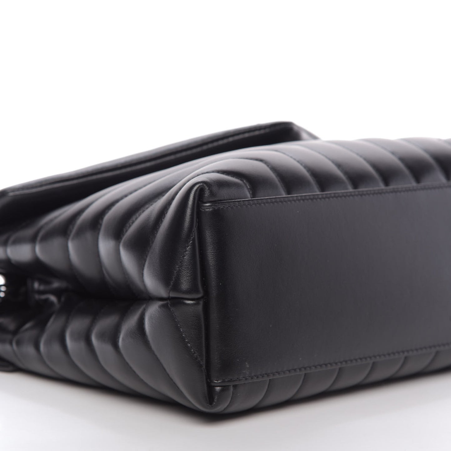 Calfskin Y Quilted Monogram Medium Loulou Chain Satchel Black