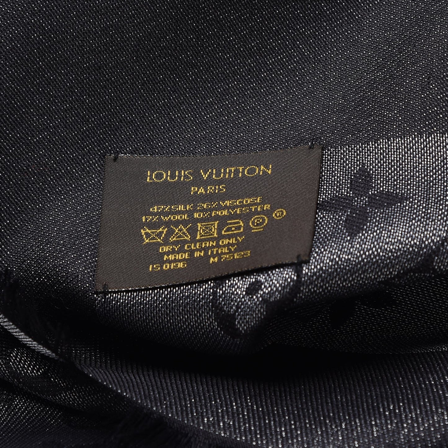 Silk Lurex Wool Monogram Shine Shawl Black