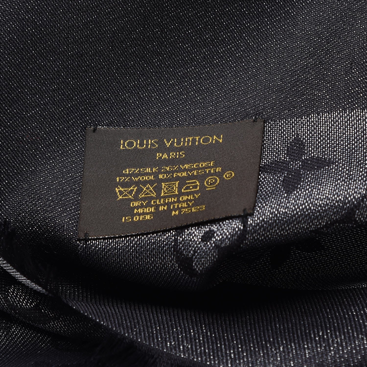 Louis Vuitton Silk Lurex Wool Monogram Shine Shawl Black 4 of 4