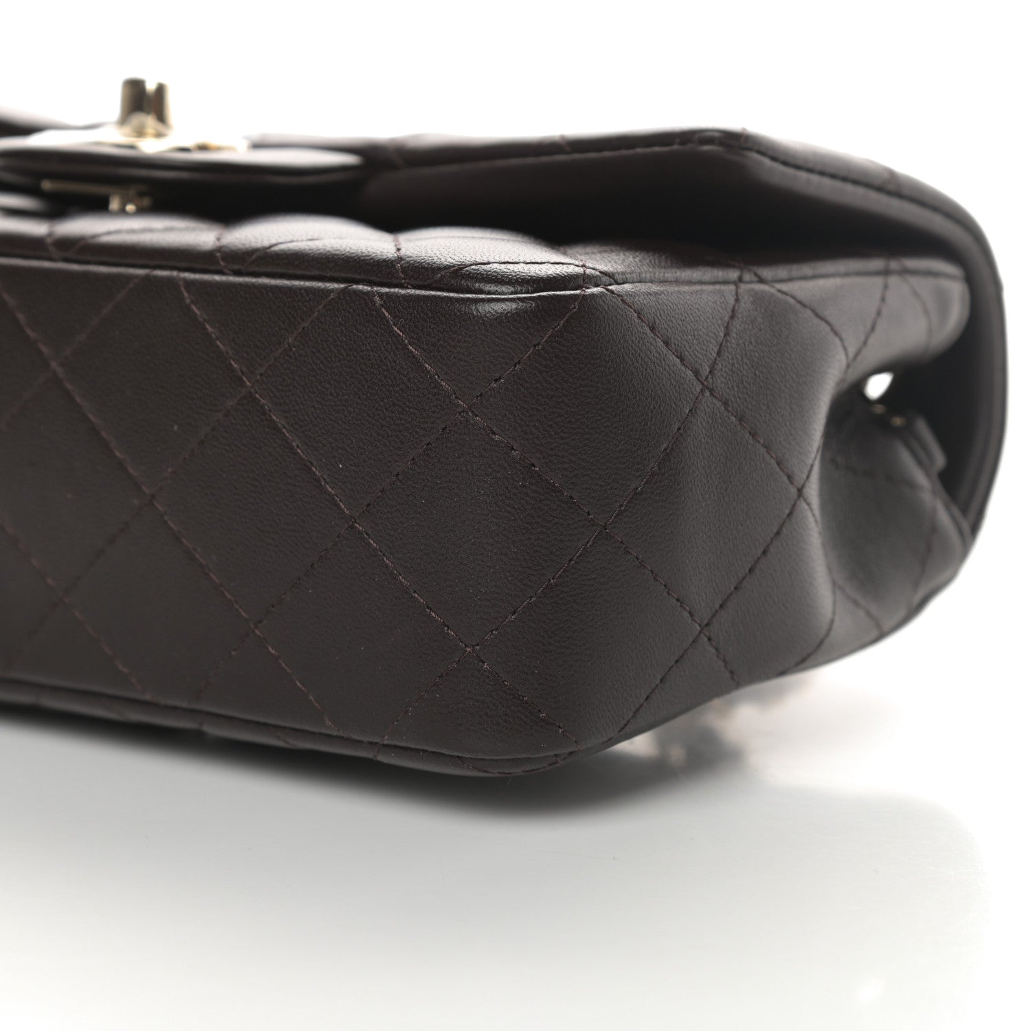 Chanel Lambskin Quilted Mini Rectangular Flap Dark Brown 10 of 11