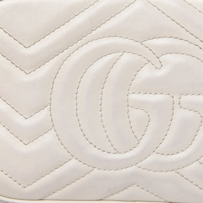 Gucci Calfskin Matelasse Mini GG Marmont Chain Shoulder Bag White 16 of 18