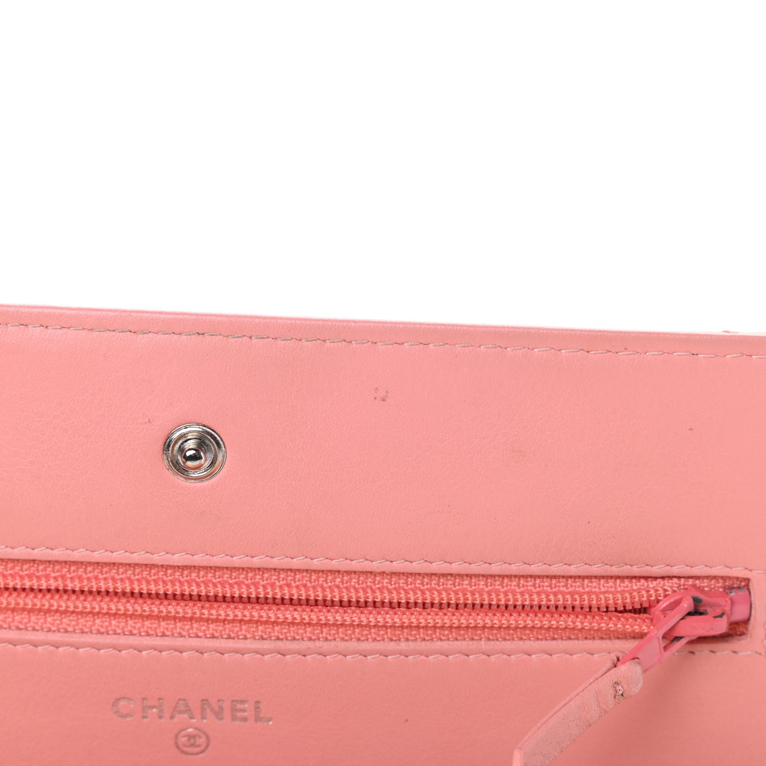Chanel Patent Quilted Wallet On Chain WOC Coral 12 of 13
