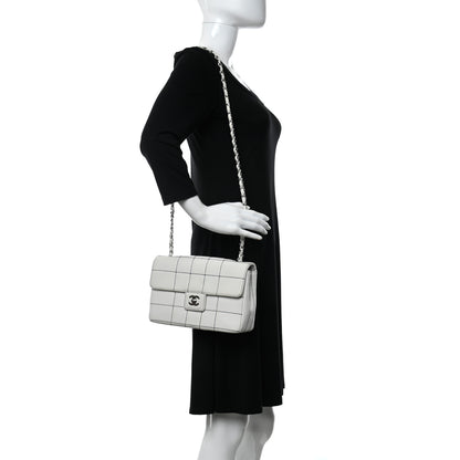 Chanel Lambskin Stitched Medium Chocolate Bar Flap White 2 of 14