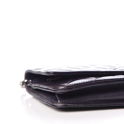 Chanel Patent Quilted Wallet On Chain WOC Dark Purple 8 of 9