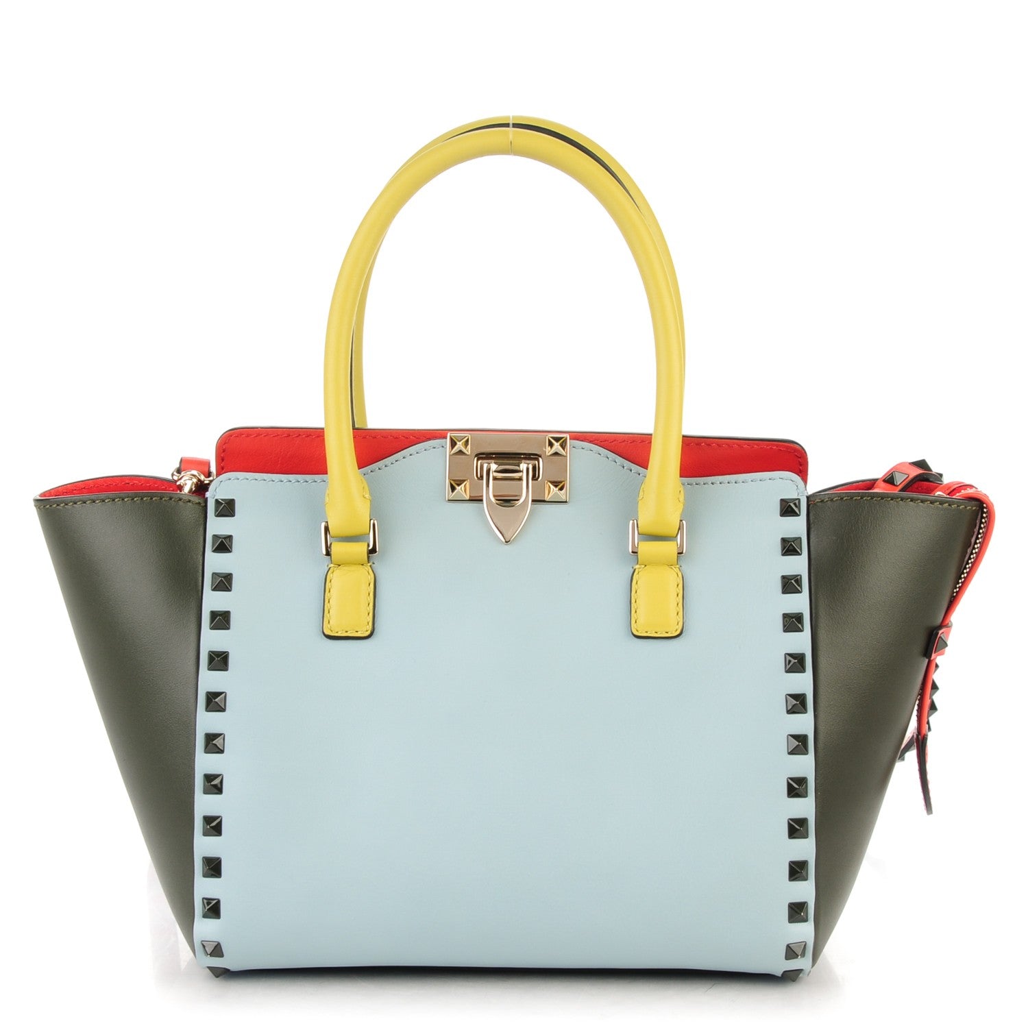 Valentino Garavani Calfskin Colorblock Small Rockstud Double Handle Tote Multicolor 1 of 7