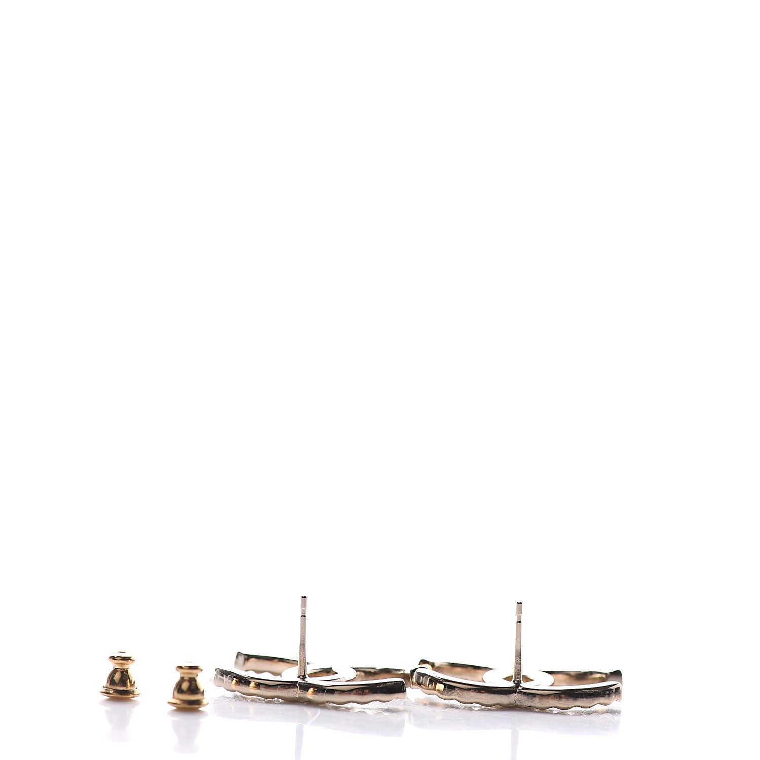 Chanel Crystal CC Large Stud Earrings Gold 3 of 4
