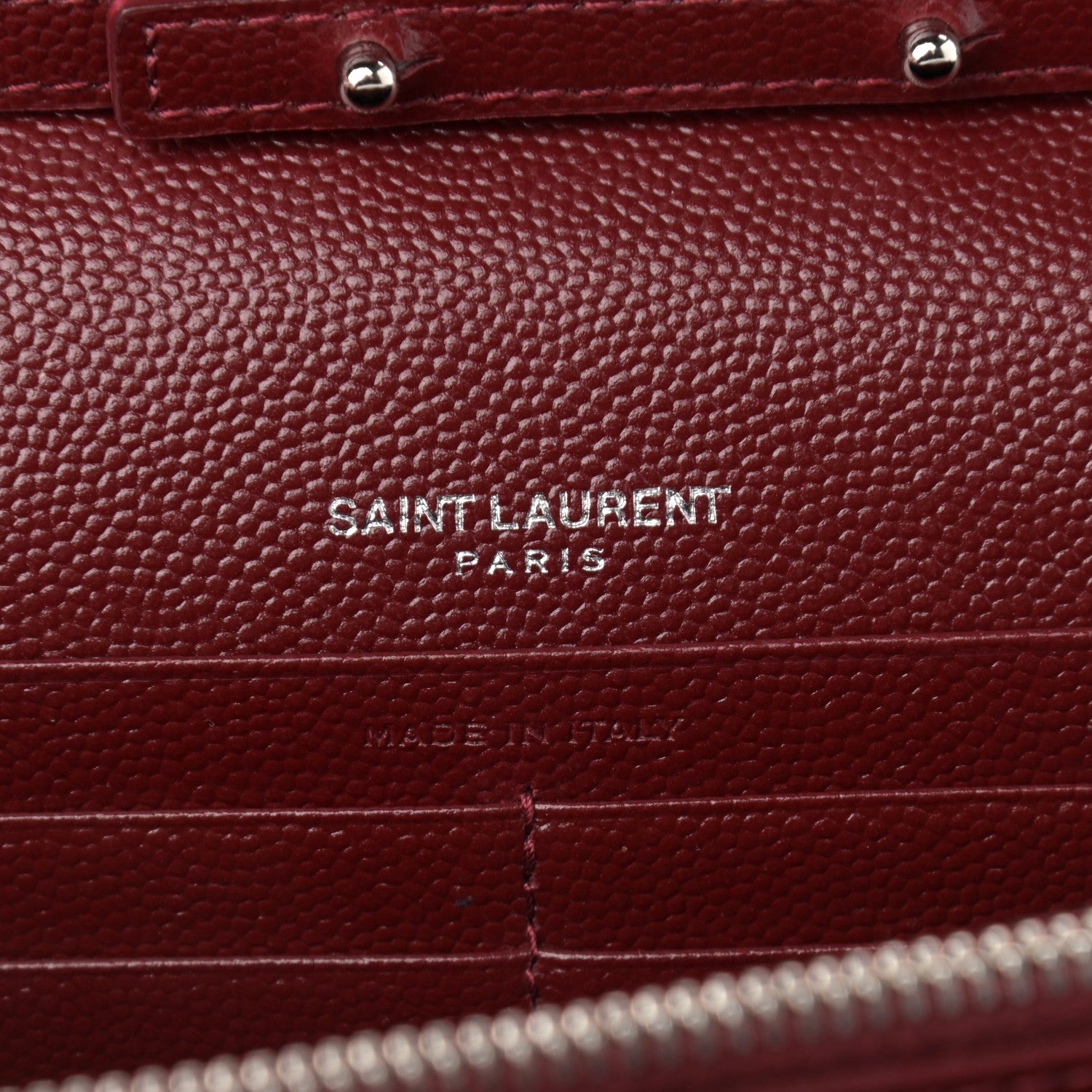 Saint Laurent Grain De Poudre Matelasse Chevron Monogram Chain Wallet Palissandre 6 of 13