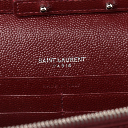 Saint Laurent Grain De Poudre Matelasse Chevron Monogram Chain Wallet Palissandre 6 of 13