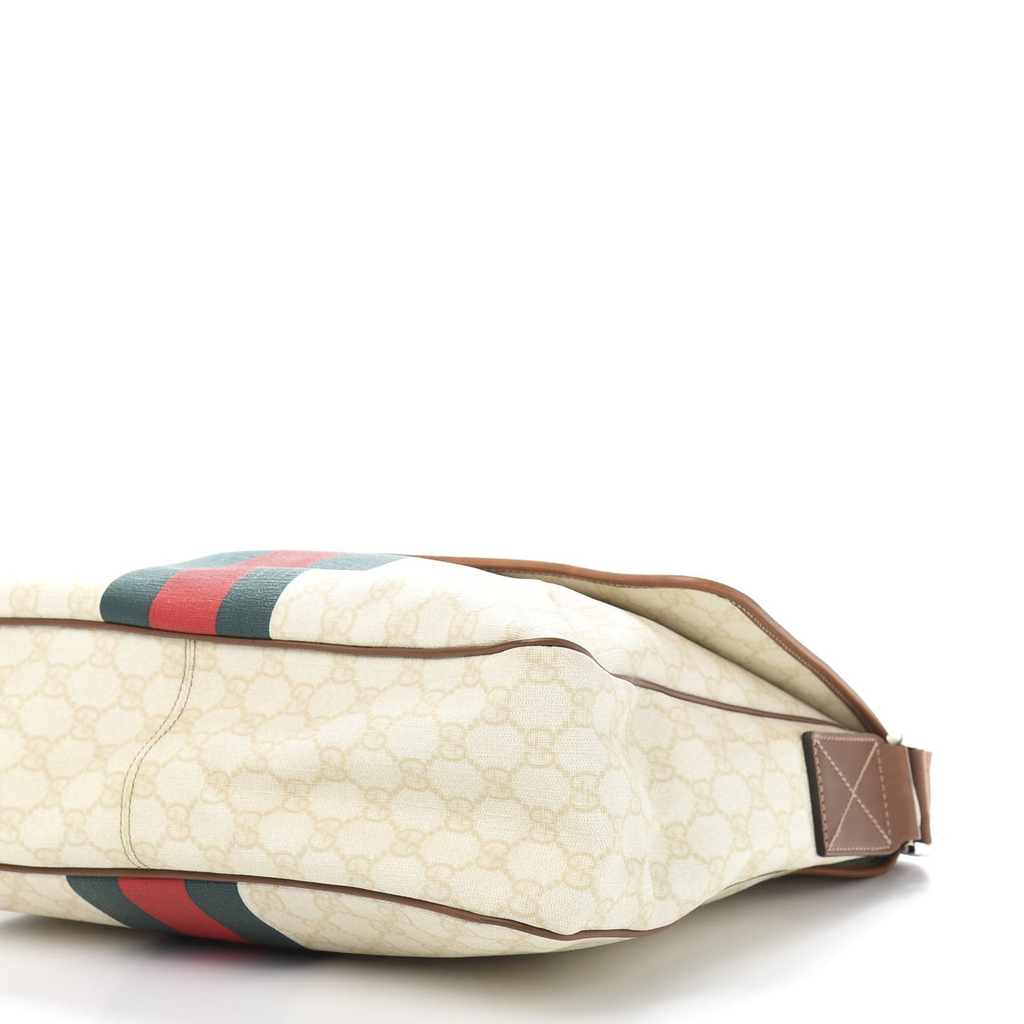 Monogram Web Stripe Medium Flap Messenger Bag White