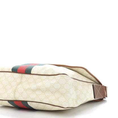 Gucci Monogram Web Stripe Medium Flap Messenger Bag White 11 of 15