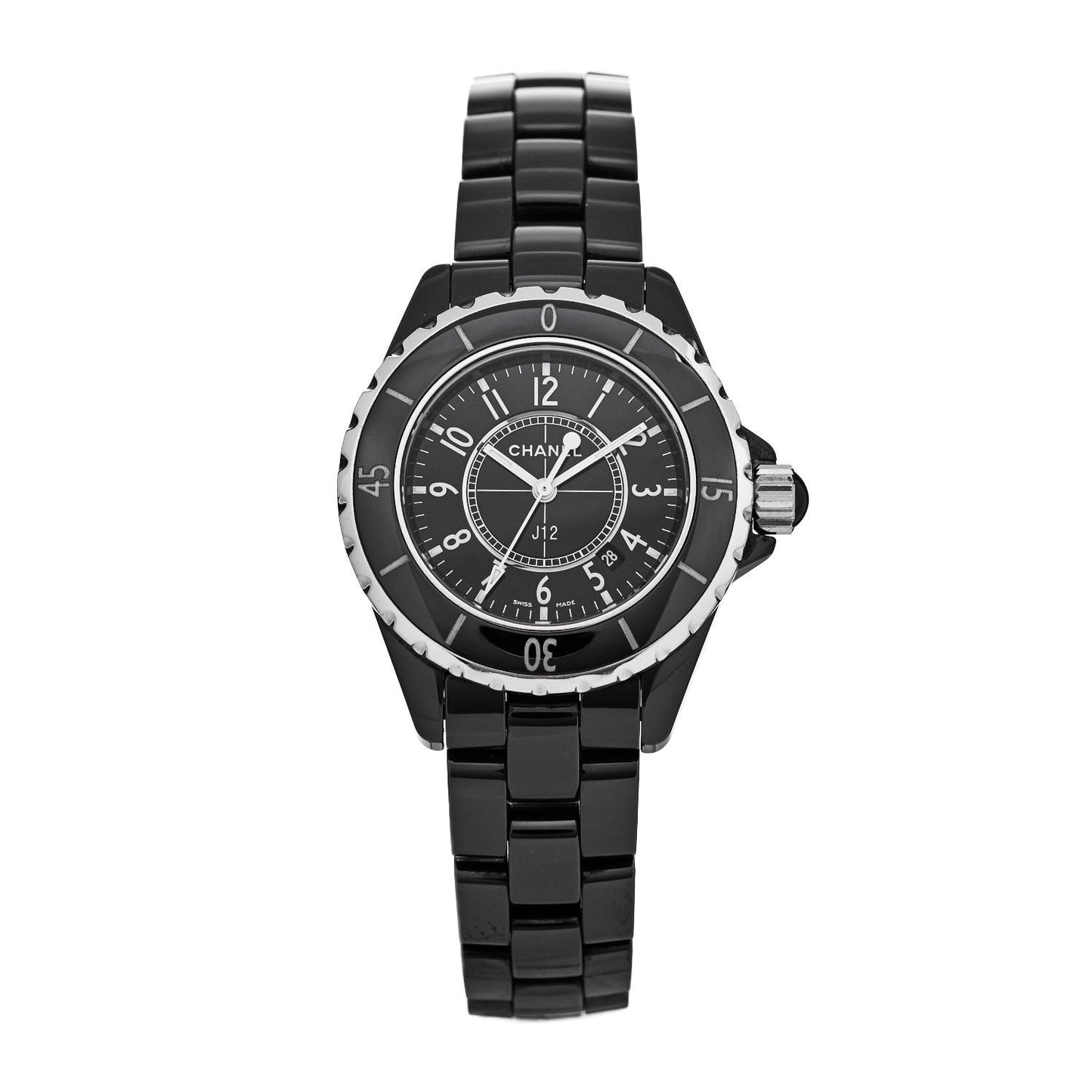 Stainless Steel Ceramic 33mm J12 Quartz Watch Black