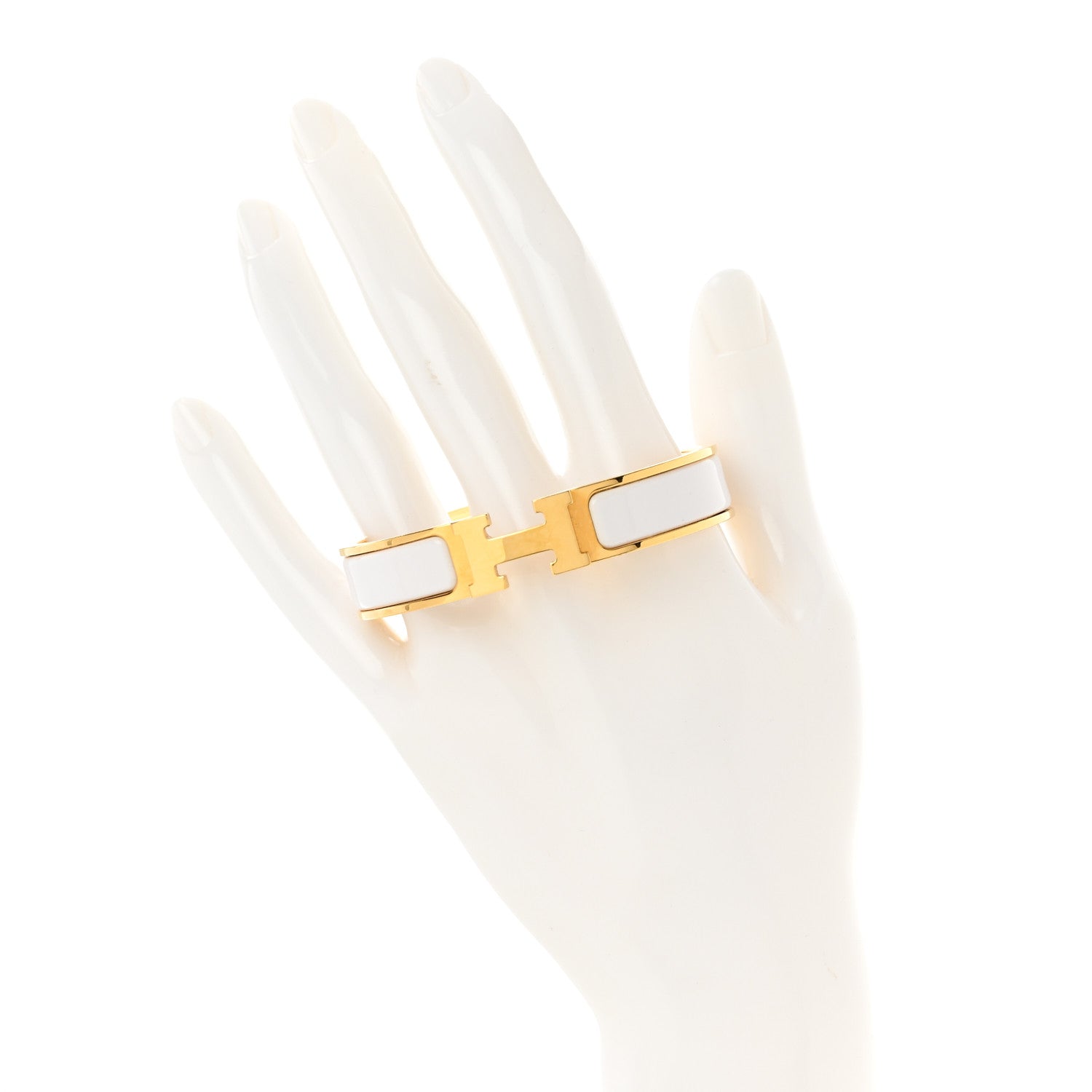 Hermes Enamel Narrow Clic Clac H Bracelet PM White 2 of 9