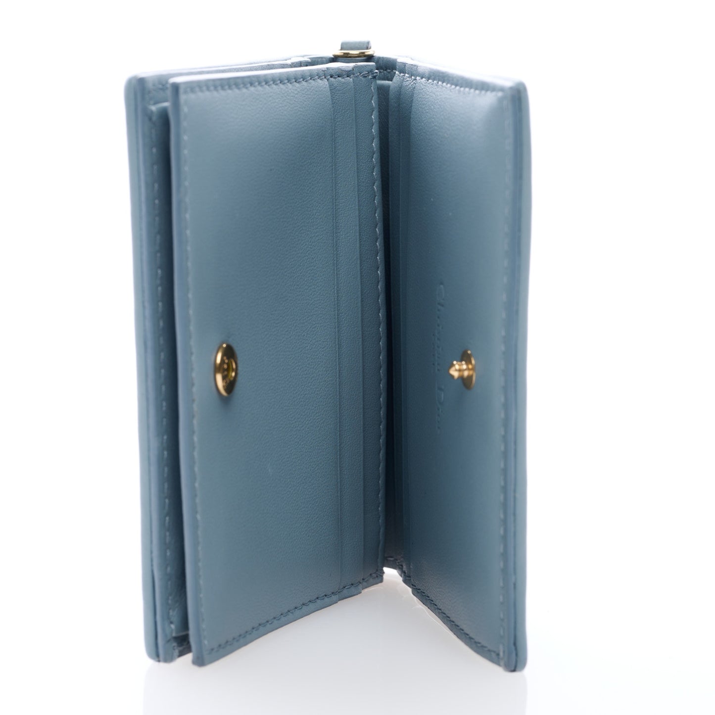 Lambskin Cannage Mini Lady Dior Wallet Cloud Blue