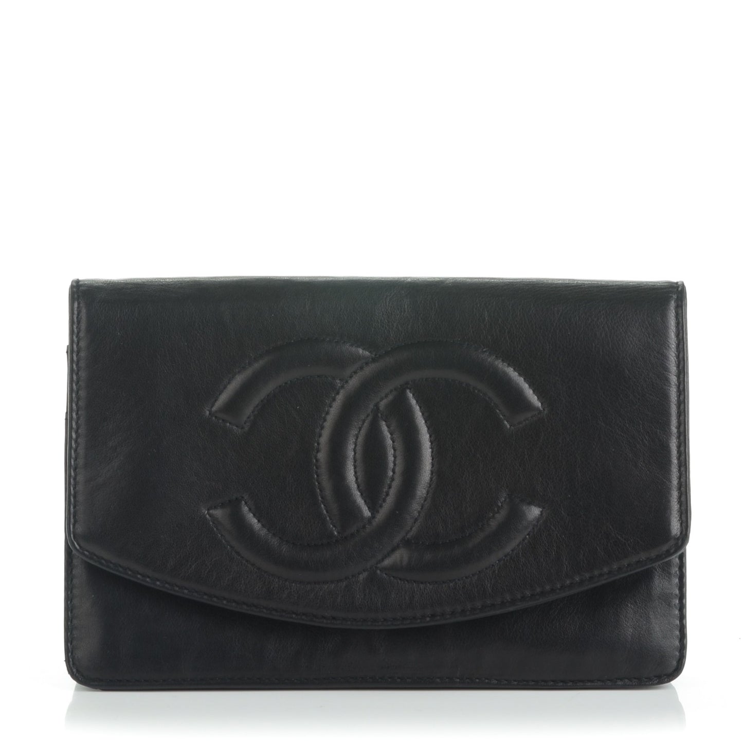 Lambskin Timeless CC Wallet On Chain WOC Black