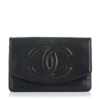 Chanel Lambskin Timeless CC Wallet On Chain WOC Black 1 of 8