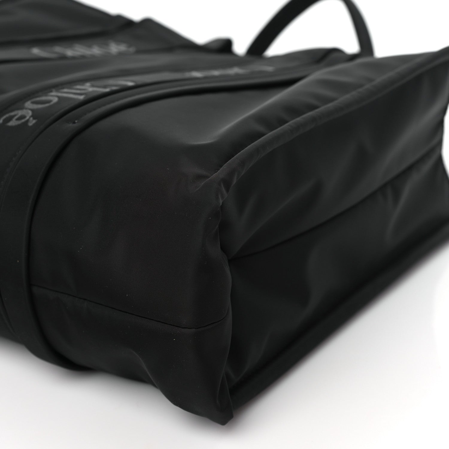 Chloe Recycled Nylon Large Woody Ribbon Tote Black 8 of 8