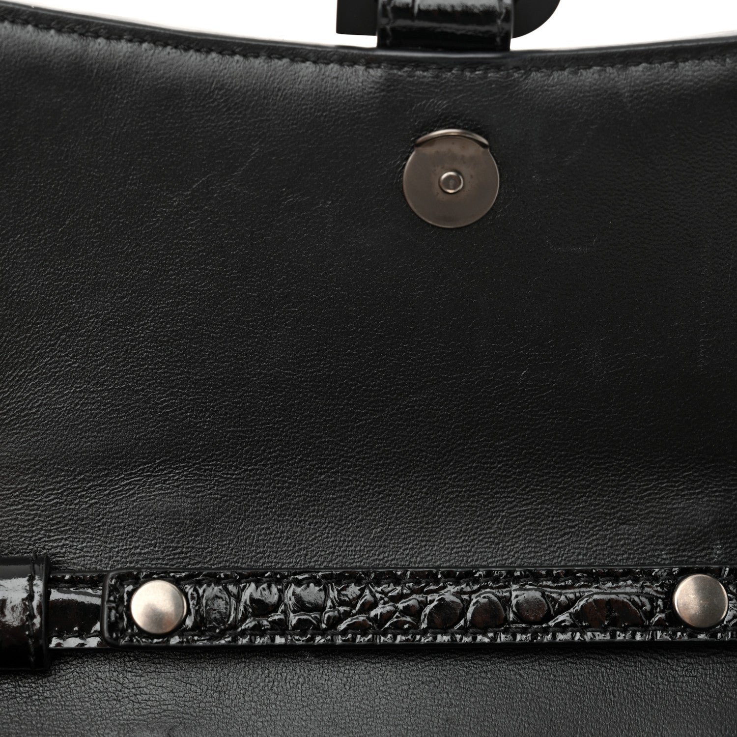 Balenciaga Shiny Calfskin Monochrome Crocodile Embossed Hourglass Chain Bag Black 12 of 13