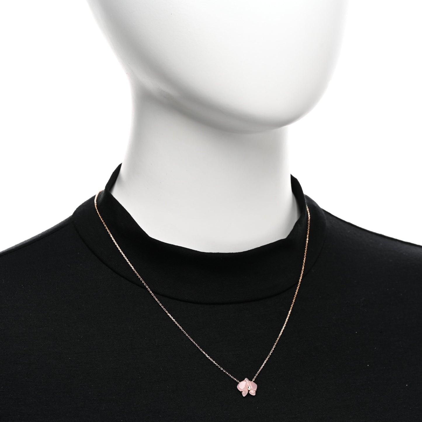 18K Pink Gold Rose Quartz Diamond Caresse D'Orchidees Par Cartier Pendant Necklace