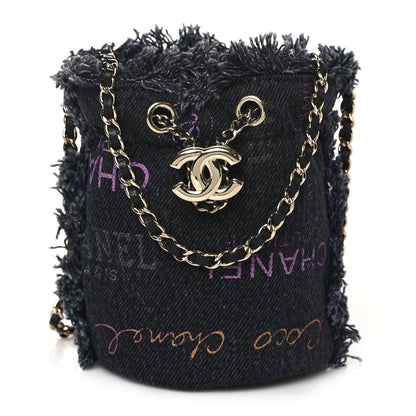 Chanel Denim Quilted Mood Mini Bucket With Chain Black Multicolor 1 of 10