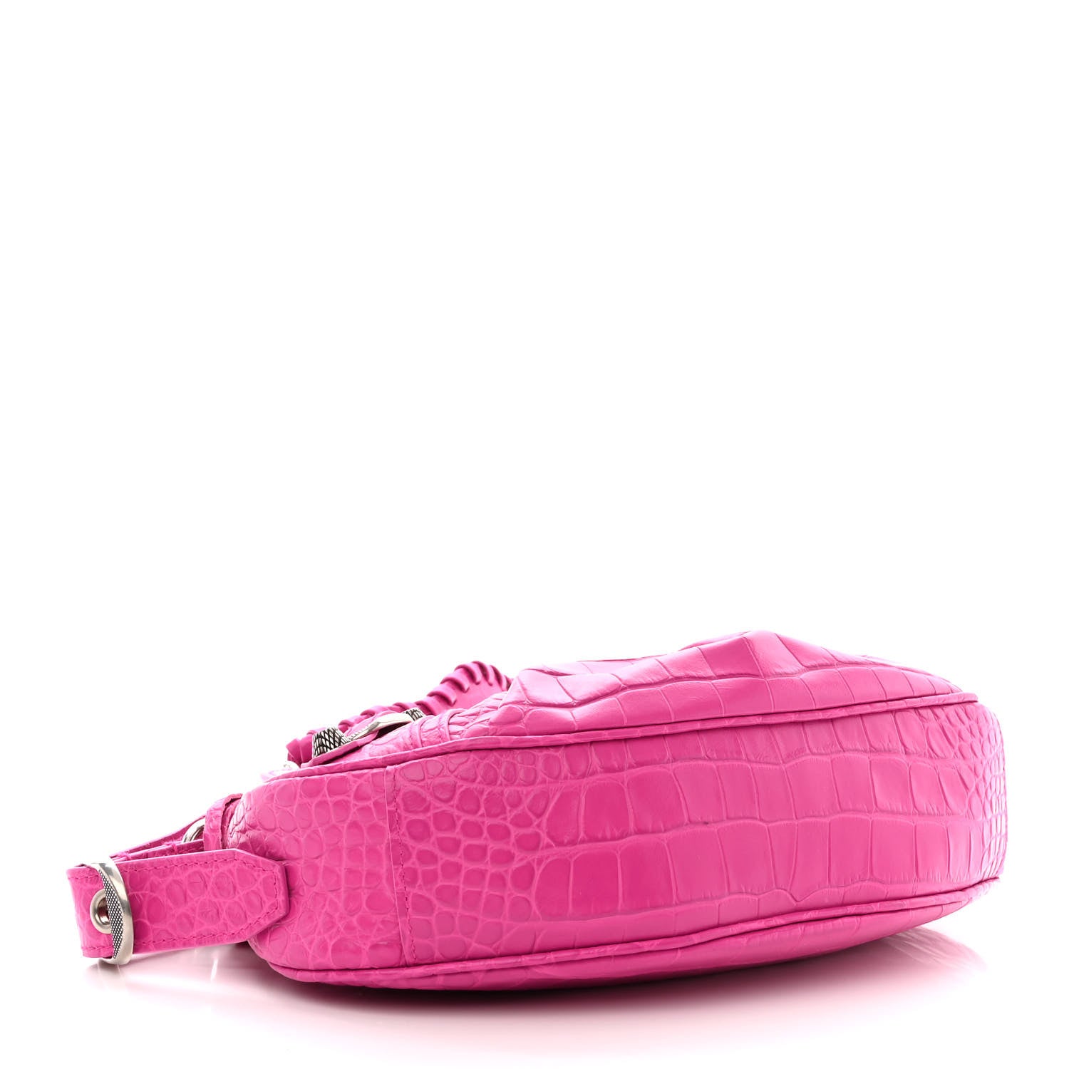 Balenciaga Extra Supple Calfskin Crocodile Embossed XS Le Cagole Shoulder Bag Lipstick Pink 4 of 12