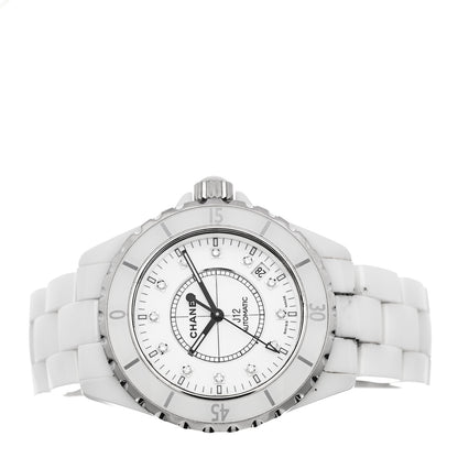 Chanel Stainless Steel Ceramic Diamond 38mm J12 Automatic Watch White 2 of 4