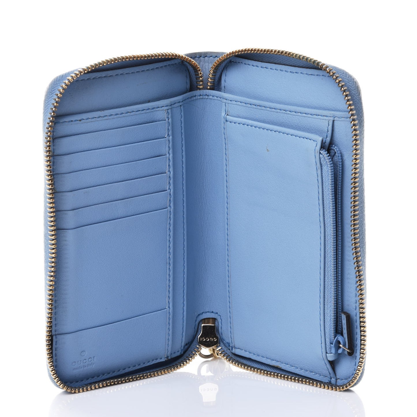 Pebbled Calfskin Medium Soho Zip Around Wallet Mineral Blue