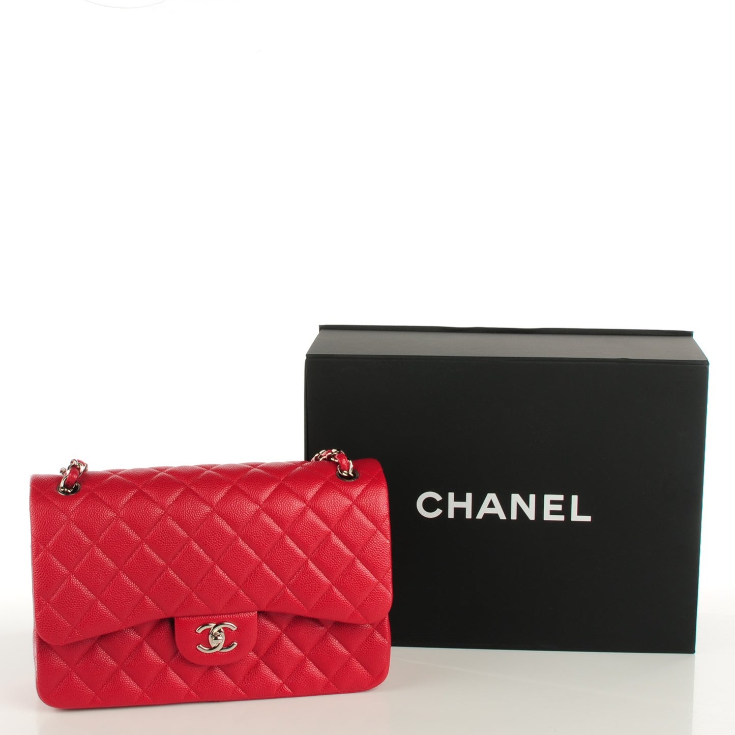 Pearly Caviar Quilted Jumbo Double Flap Dark Pink
