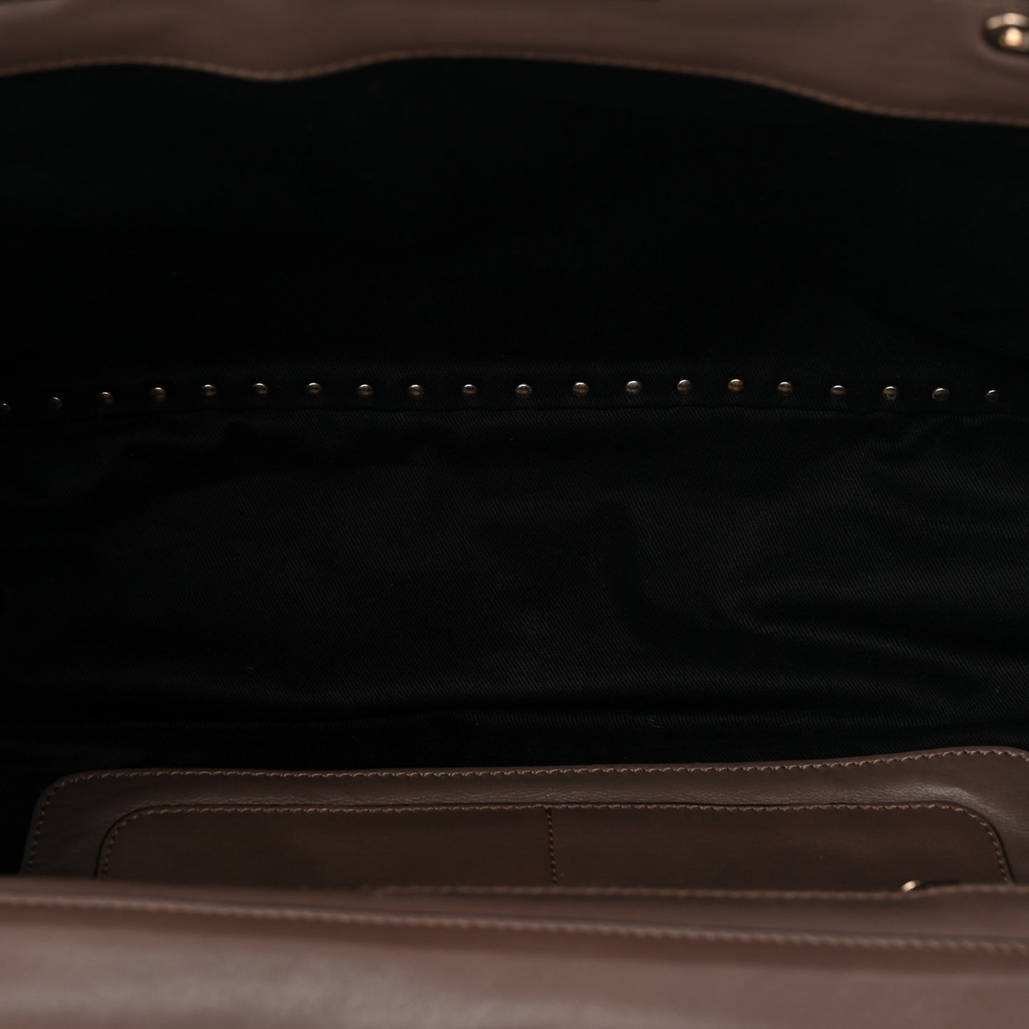 Calf Hair Feather Medium Rockstud Tote Brown