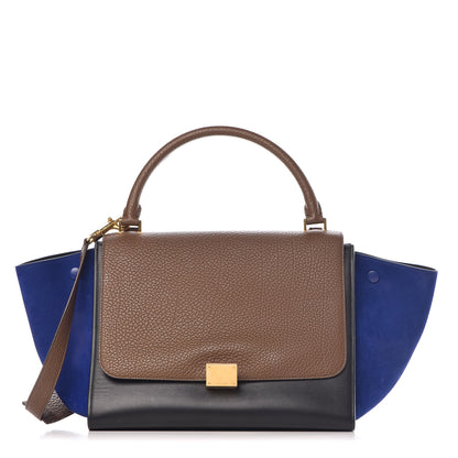 Celine Bullhide Calfskin Nubuck Medium Tri-color Trapeze Coffee 1 of 13