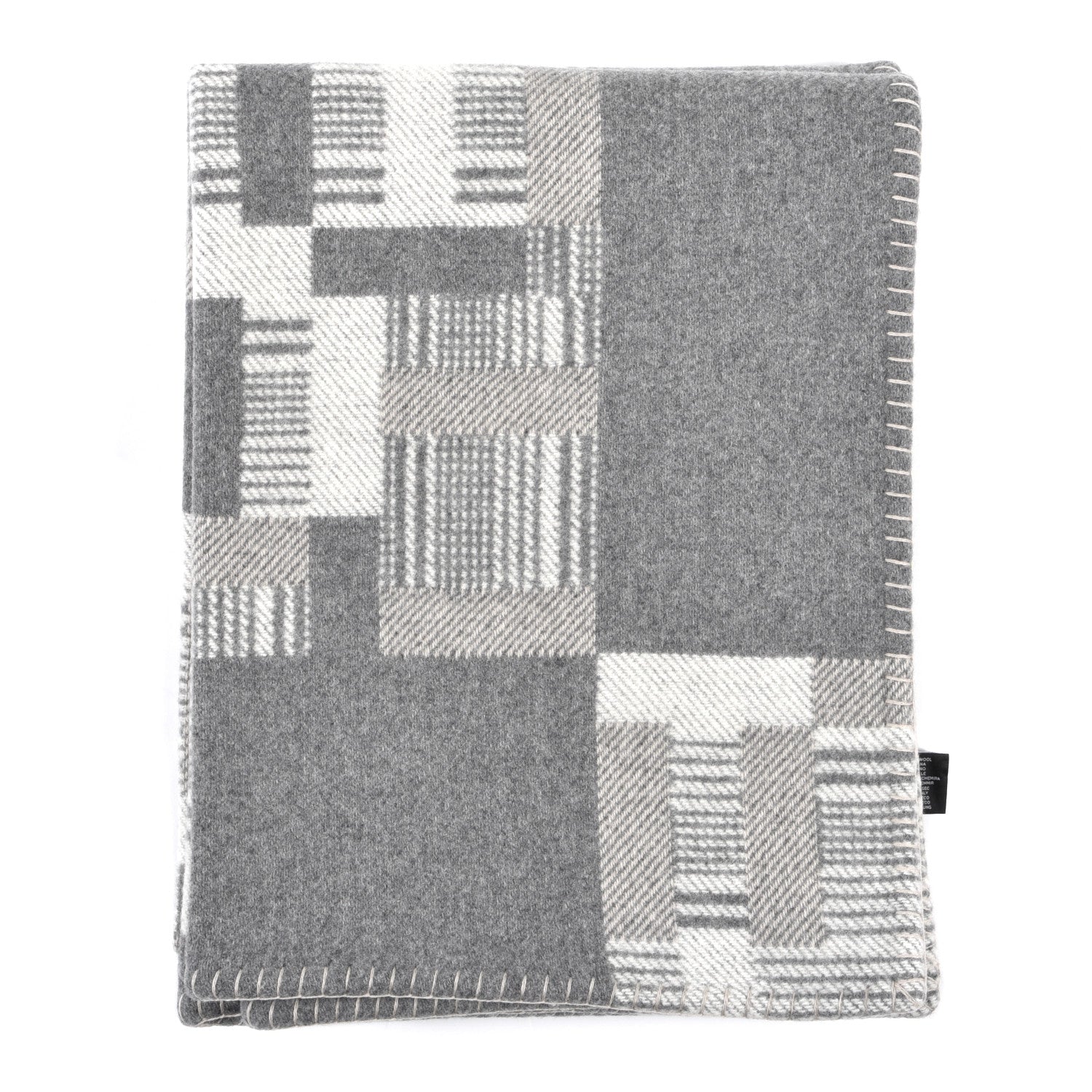 Hermes Wool Cashmere Avalon Paper Block Blanket Gris Acier 1 of 3