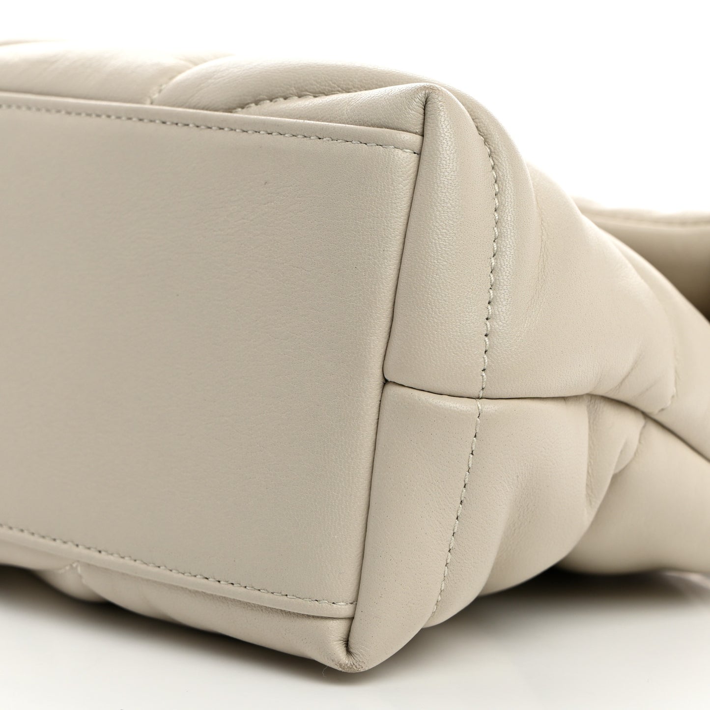 Lambskin Quilted Small Loulou Puffer Monogram Chain Satchel Crema Soft